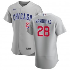 Men's Chicago Cubs 28 Kyle Hendricks Gray Road Authentic Jersey